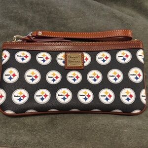 Dooney & Bourke Black and Brown Steelers Wristlet